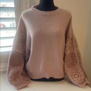 Dreamers By Debut Mauve Sweater with Crochet Sleeves